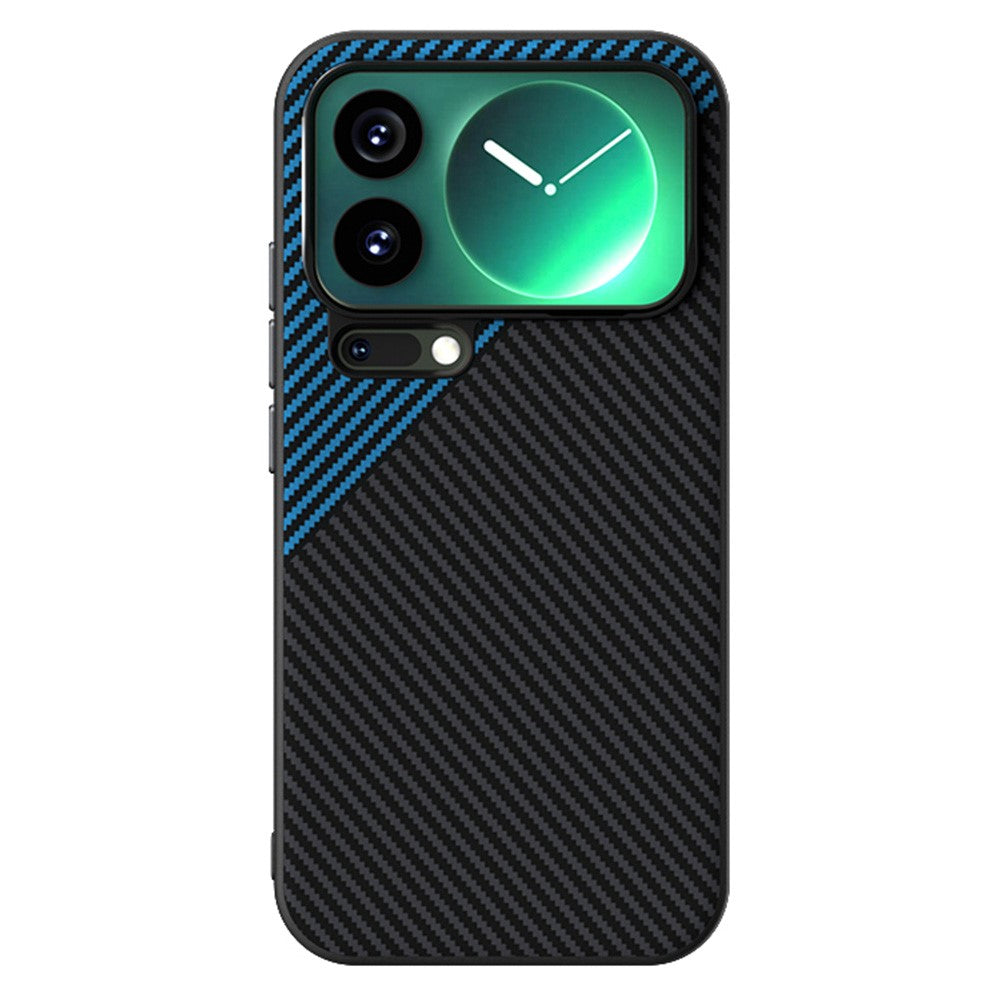 ABEEL For Xiaomi 17 Pro Max Magnetic Case Carbon Fiber Texture TPU PC PU Phone Back Cover - Black  /  Blue