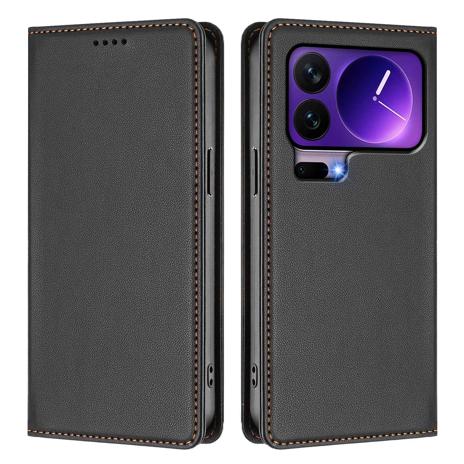 For Xiaomi 17 Pro Leather Wallet Case Magnetic Closure RFID Blocking Phone Cover - Black