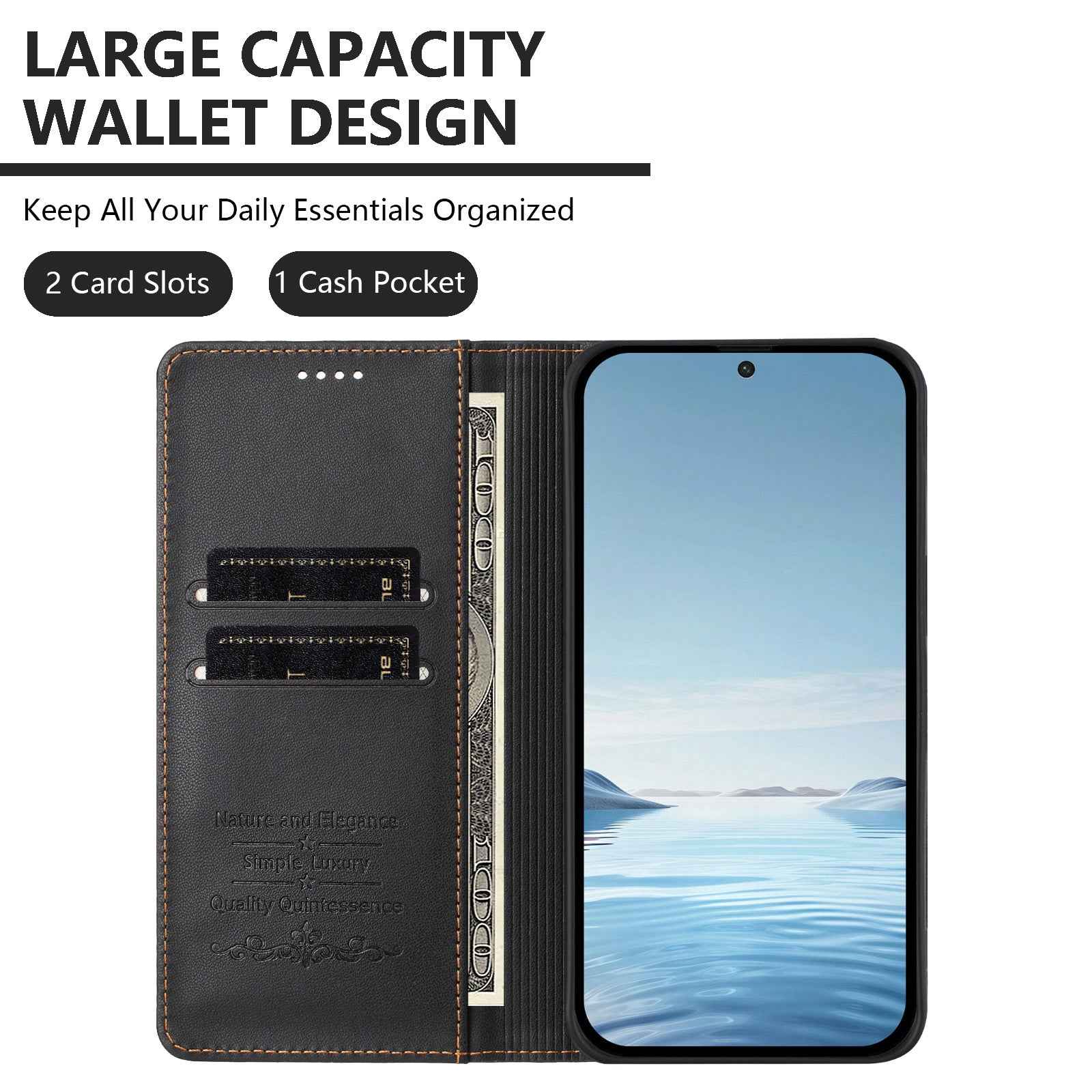 For Xiaomi 17 Pro Leather Wallet Case Magnetic Closure RFID Blocking Phone Cover - Black