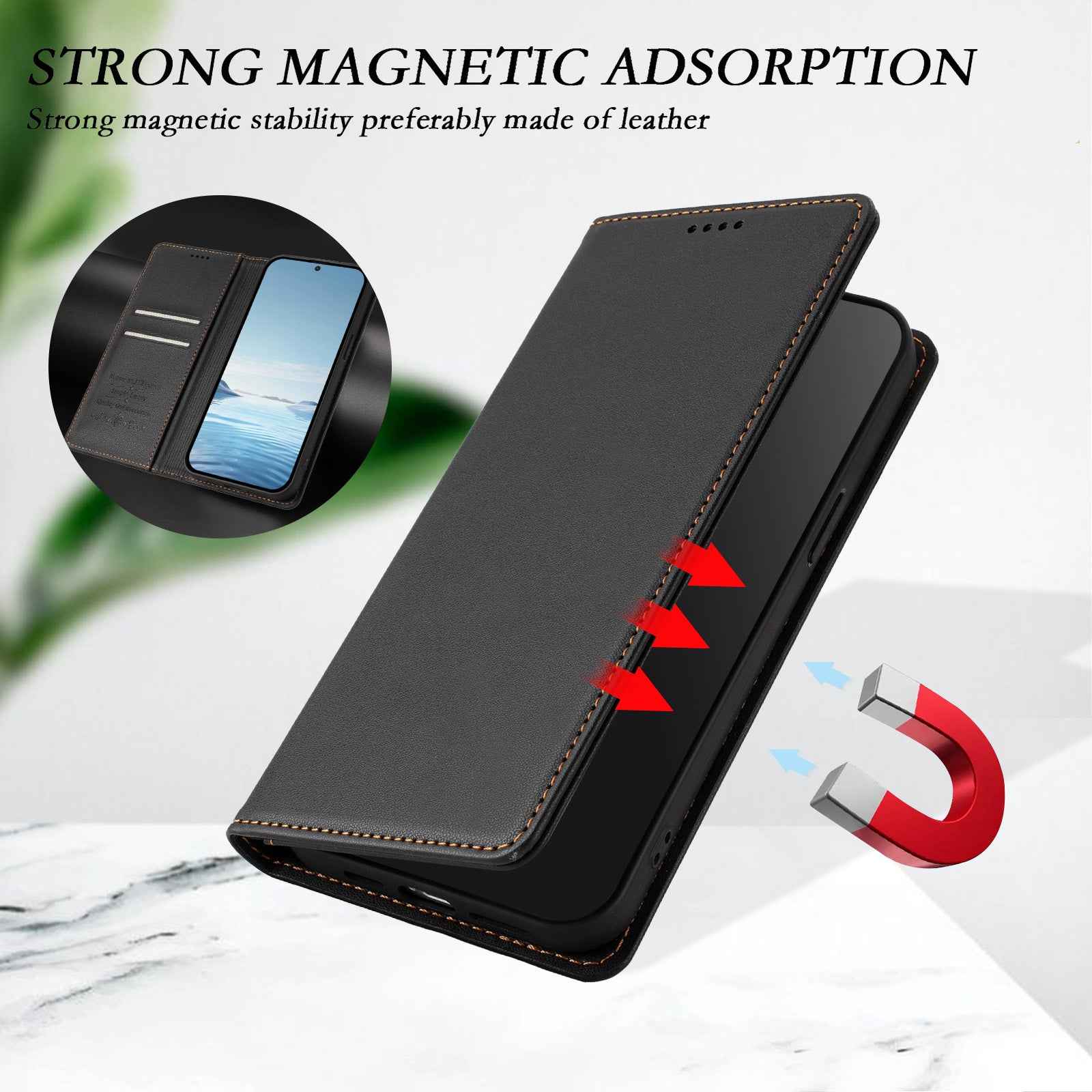 For Xiaomi 17 Pro Leather Wallet Case Magnetic Closure RFID Blocking Phone Cover - Black