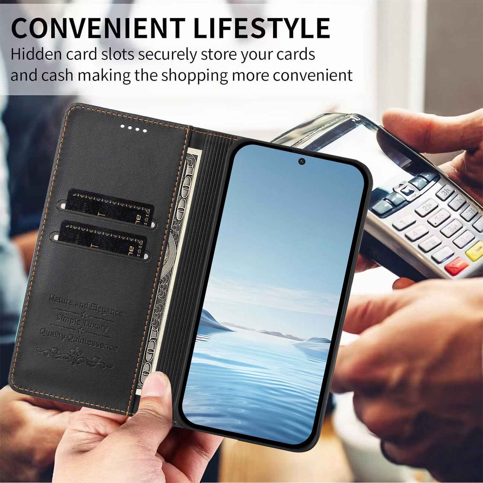 For Xiaomi 17 Pro Leather Wallet Case Magnetic Closure RFID Blocking Phone Cover - Black