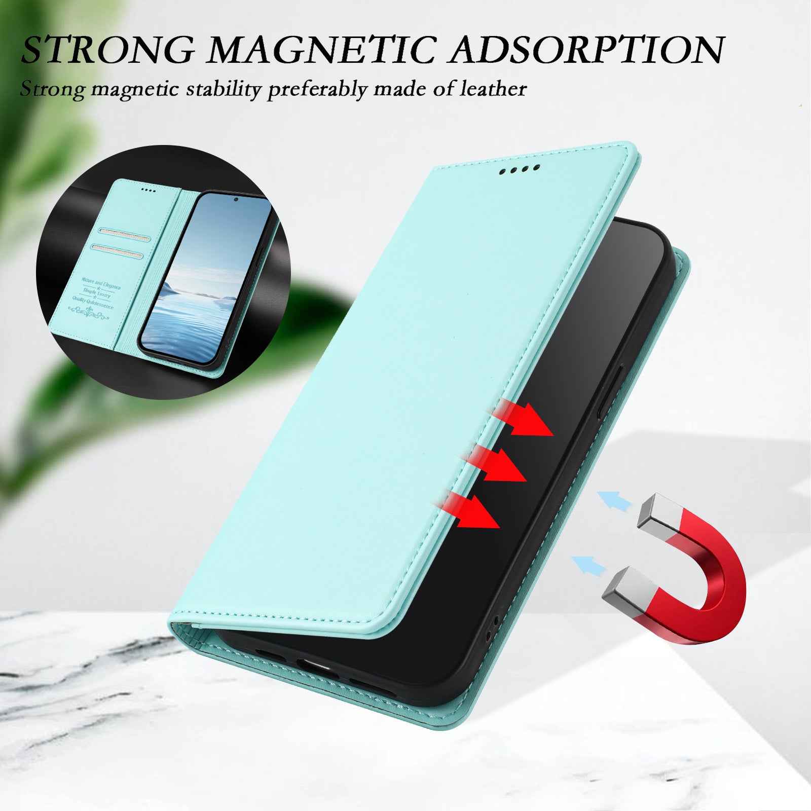 For Xiaomi 17 Pro Leather Wallet Case Magnetic Closure RFID Blocking Phone Cover - Mint Green