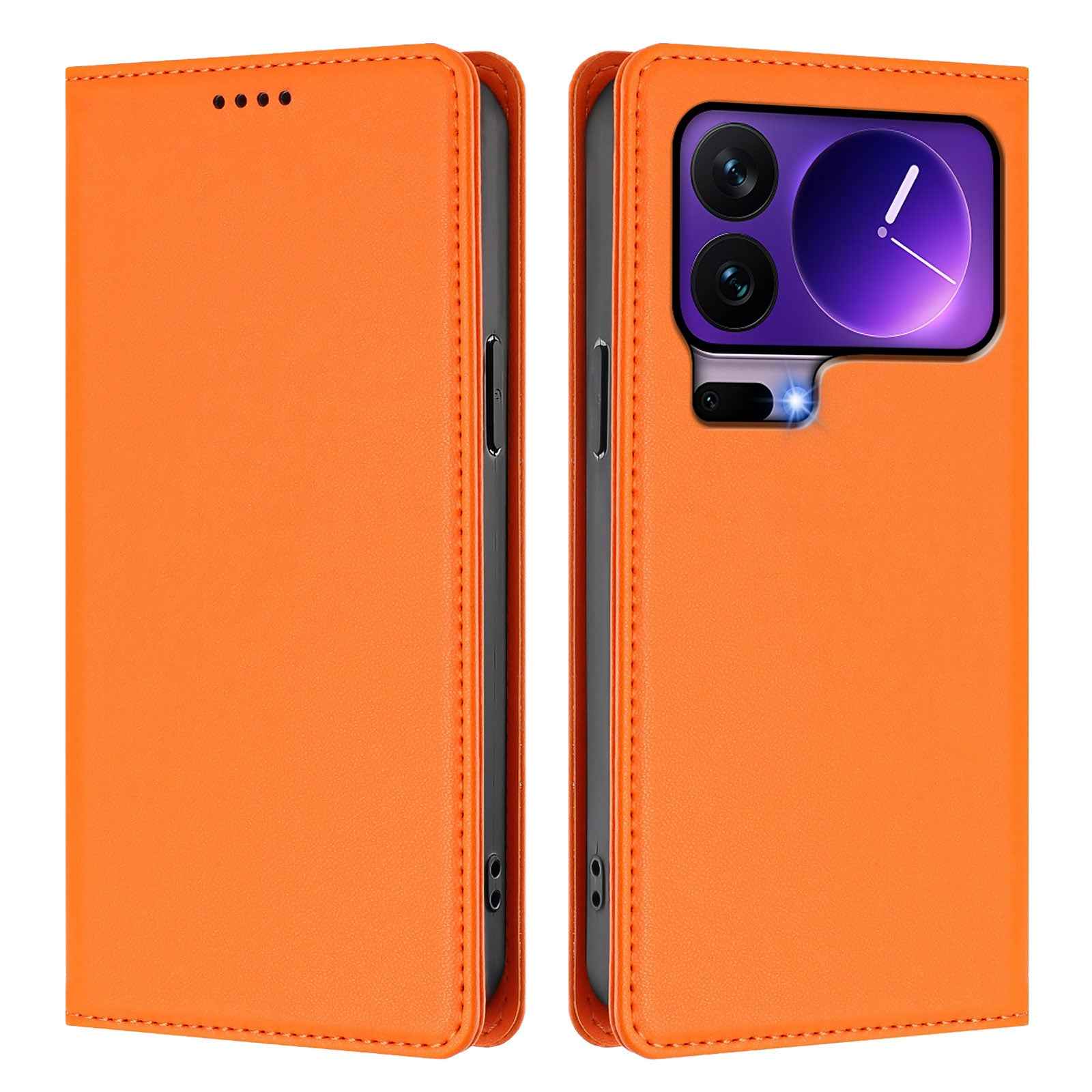 For Xiaomi 17 Pro Leather Wallet Case Magnetic Closure RFID Blocking Phone Cover - Orange