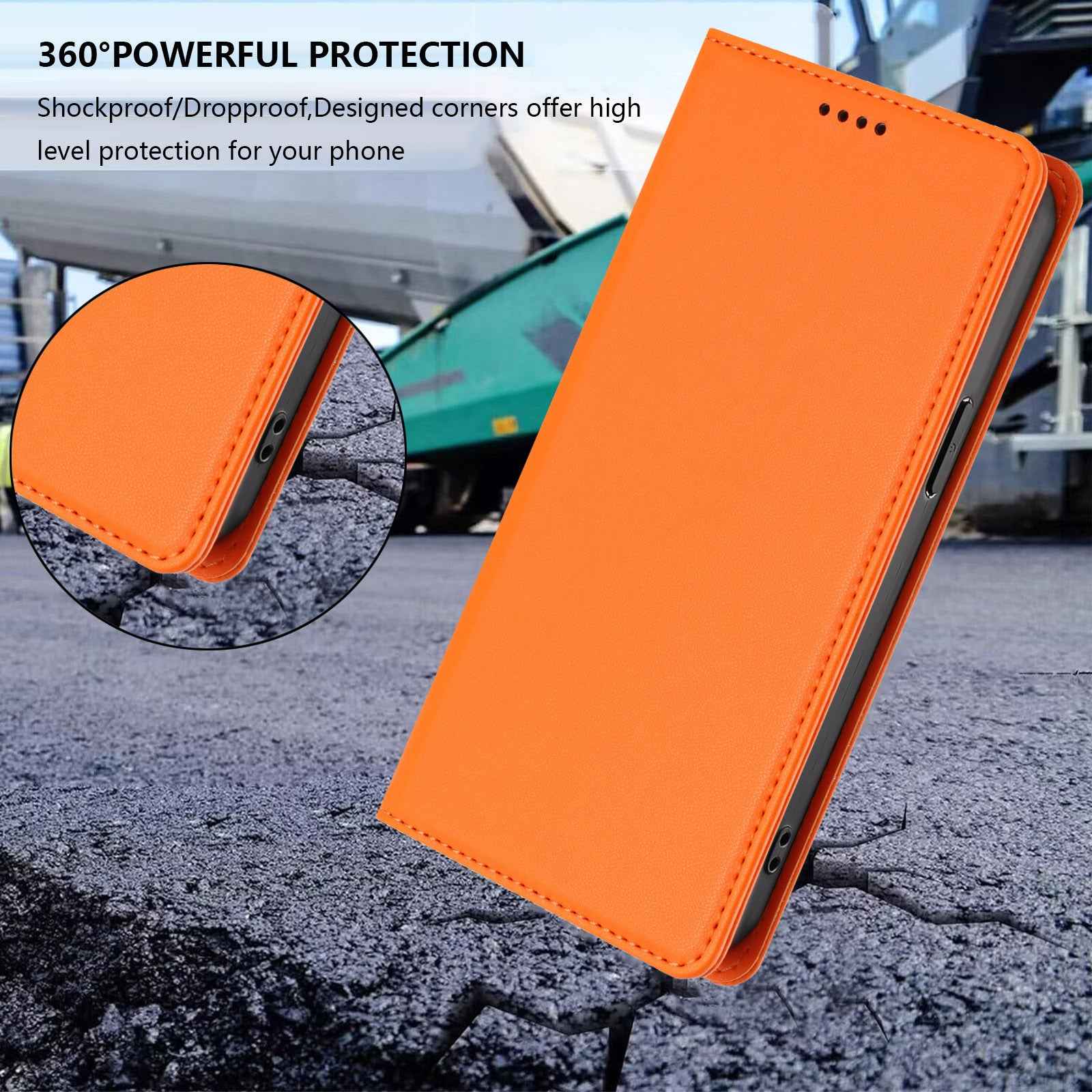 For Xiaomi 17 Pro Leather Wallet Case Magnetic Closure RFID Blocking Phone Cover - Orange