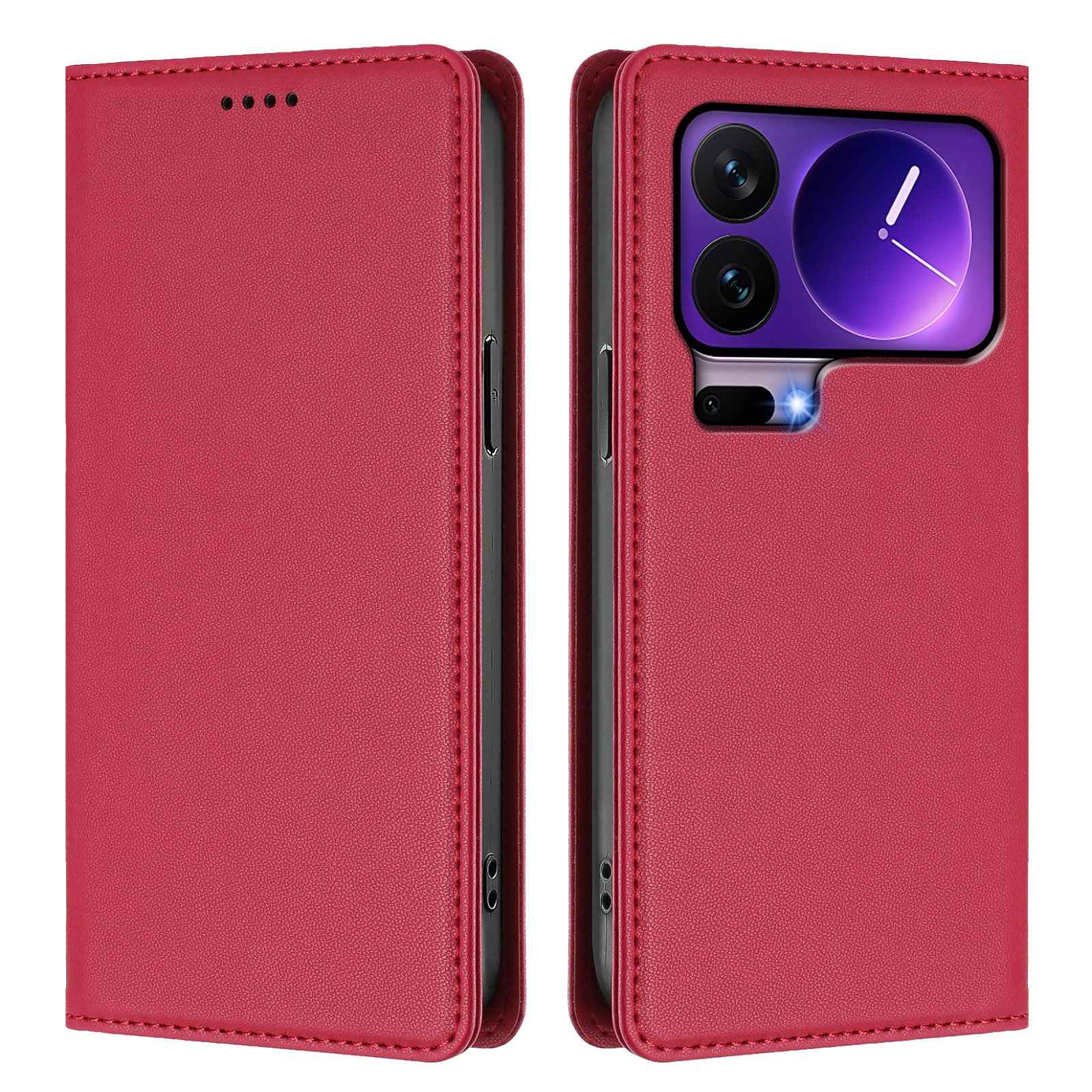 For Xiaomi 17 Pro Leather Wallet Case Magnetic Closure RFID Blocking Phone Cover - Red