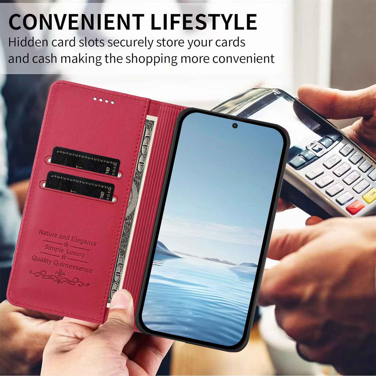 For Xiaomi 17 Pro Leather Wallet Case Magnetic Closure RFID Blocking Phone Cover - Red