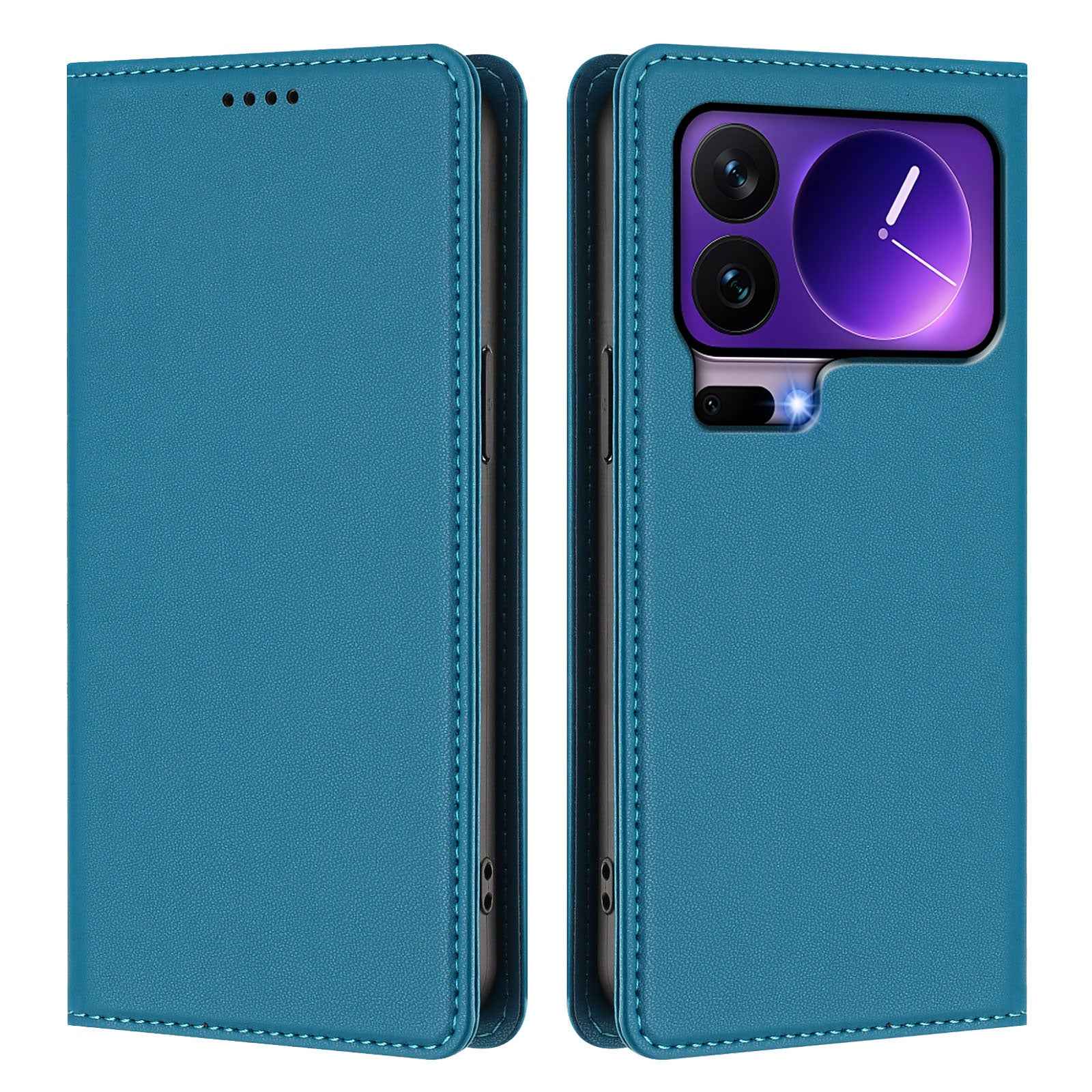For Xiaomi 17 Pro Leather Wallet Case Magnetic Closure RFID Blocking Phone Cover - Lake Blue