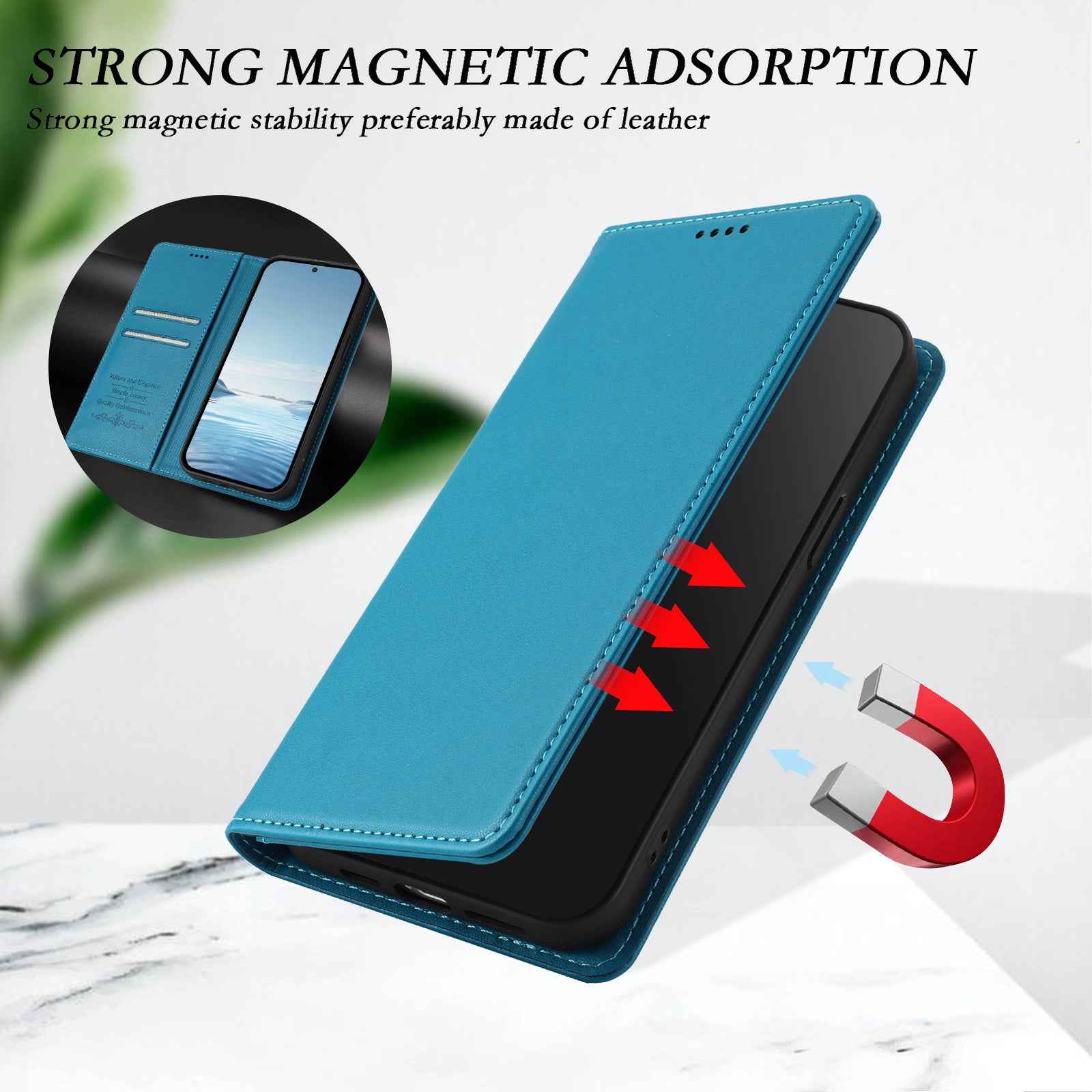 For Xiaomi 17 Pro Leather Wallet Case Magnetic Closure RFID Blocking Phone Cover - Lake Blue