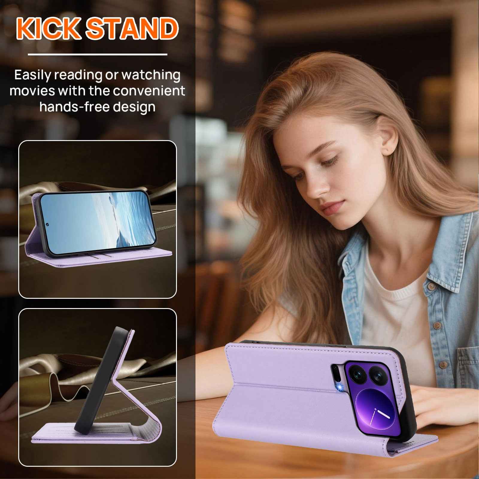 For Xiaomi 17 Pro Leather Wallet Case Magnetic Closure RFID Blocking Phone Cover - Light Purple