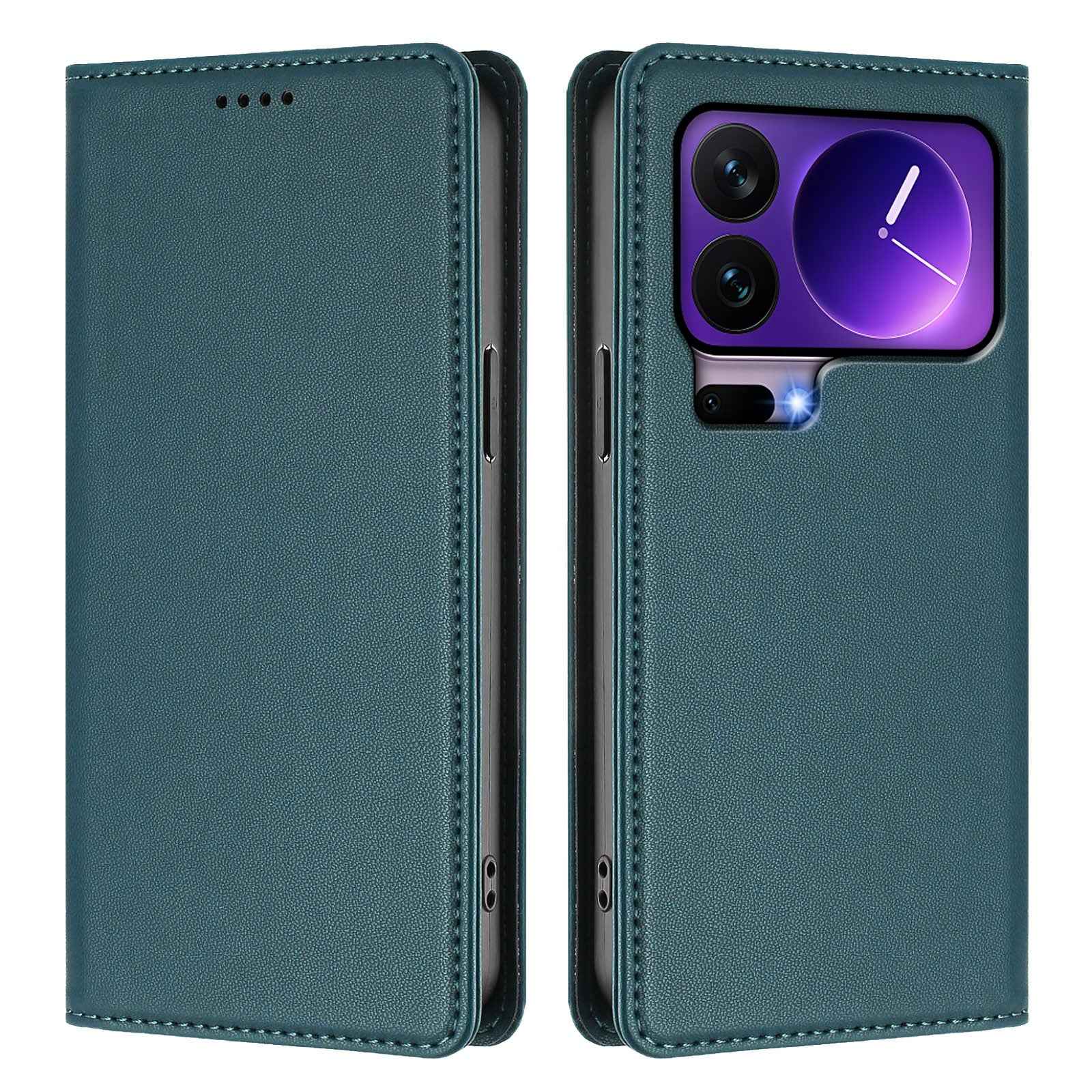 For Xiaomi 17 Pro Leather Wallet Case Magnetic Closure RFID Blocking Phone Cover - Dark Green