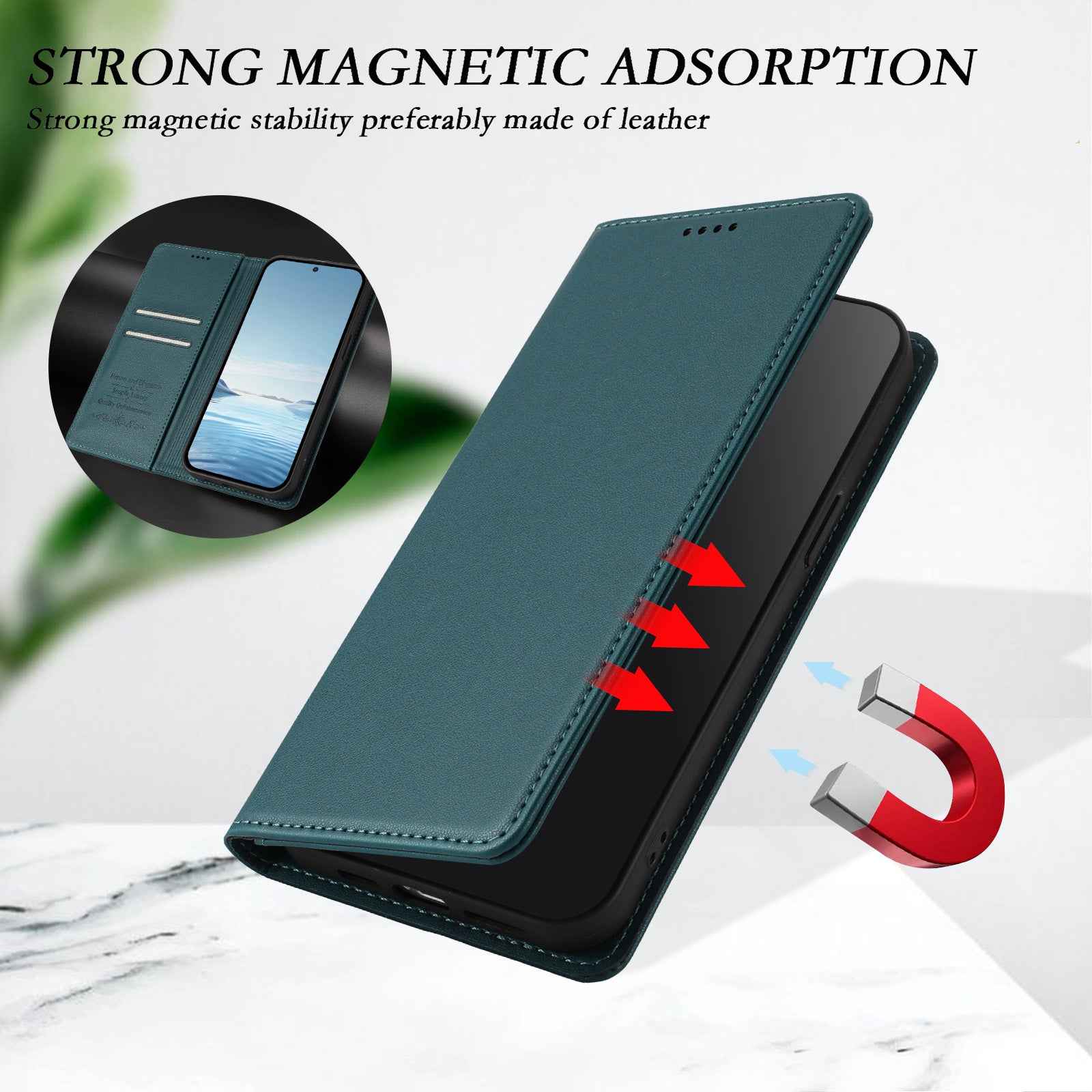 For Xiaomi 17 Pro Leather Wallet Case Magnetic Closure RFID Blocking Phone Cover - Dark Green