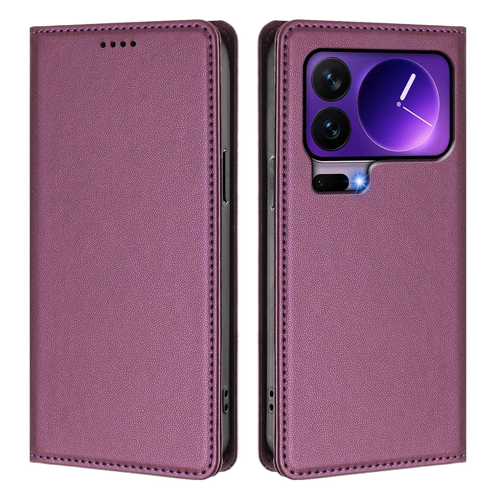 For Xiaomi 17 Pro Leather Wallet Case Magnetic Closure RFID Blocking Phone Cover - Purple