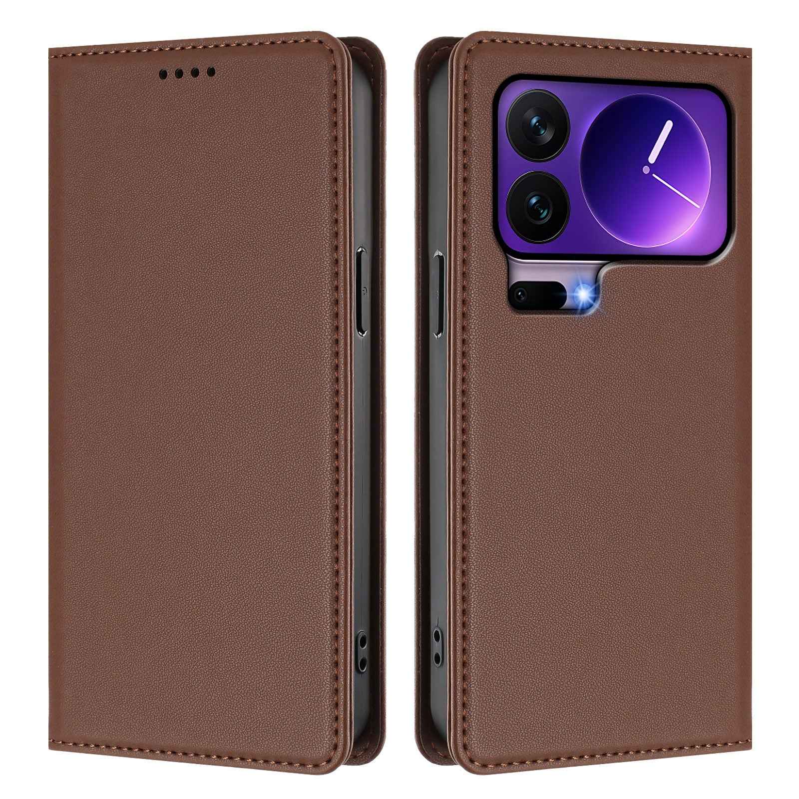For Xiaomi 17 Pro Leather Wallet Case Magnetic Closure RFID Blocking Phone Cover - Brown