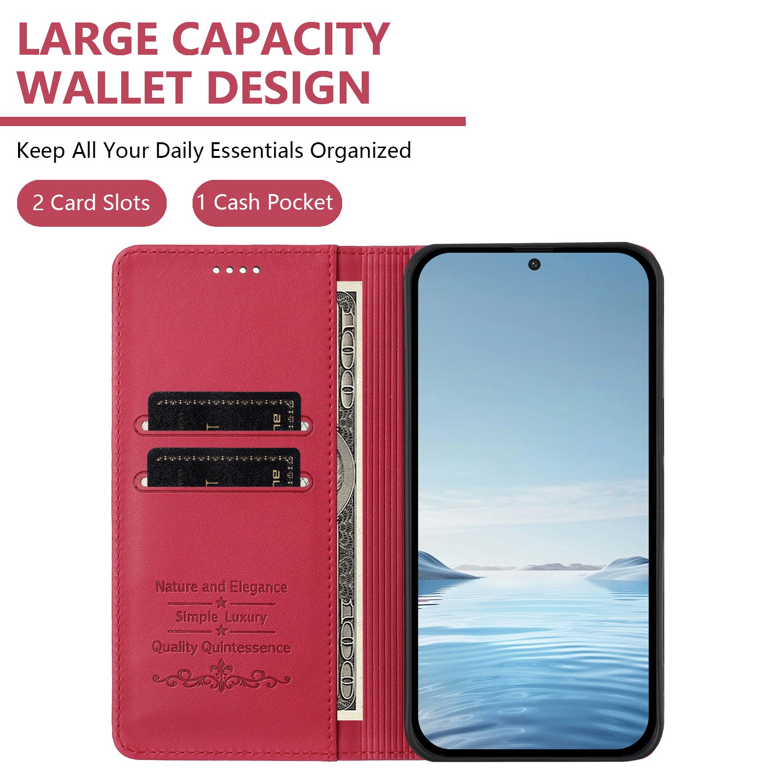 For Xiaomi 17 Pro Max Leather Wallet Case Magnetic Closure RFID Blocking Phone Cover - Red