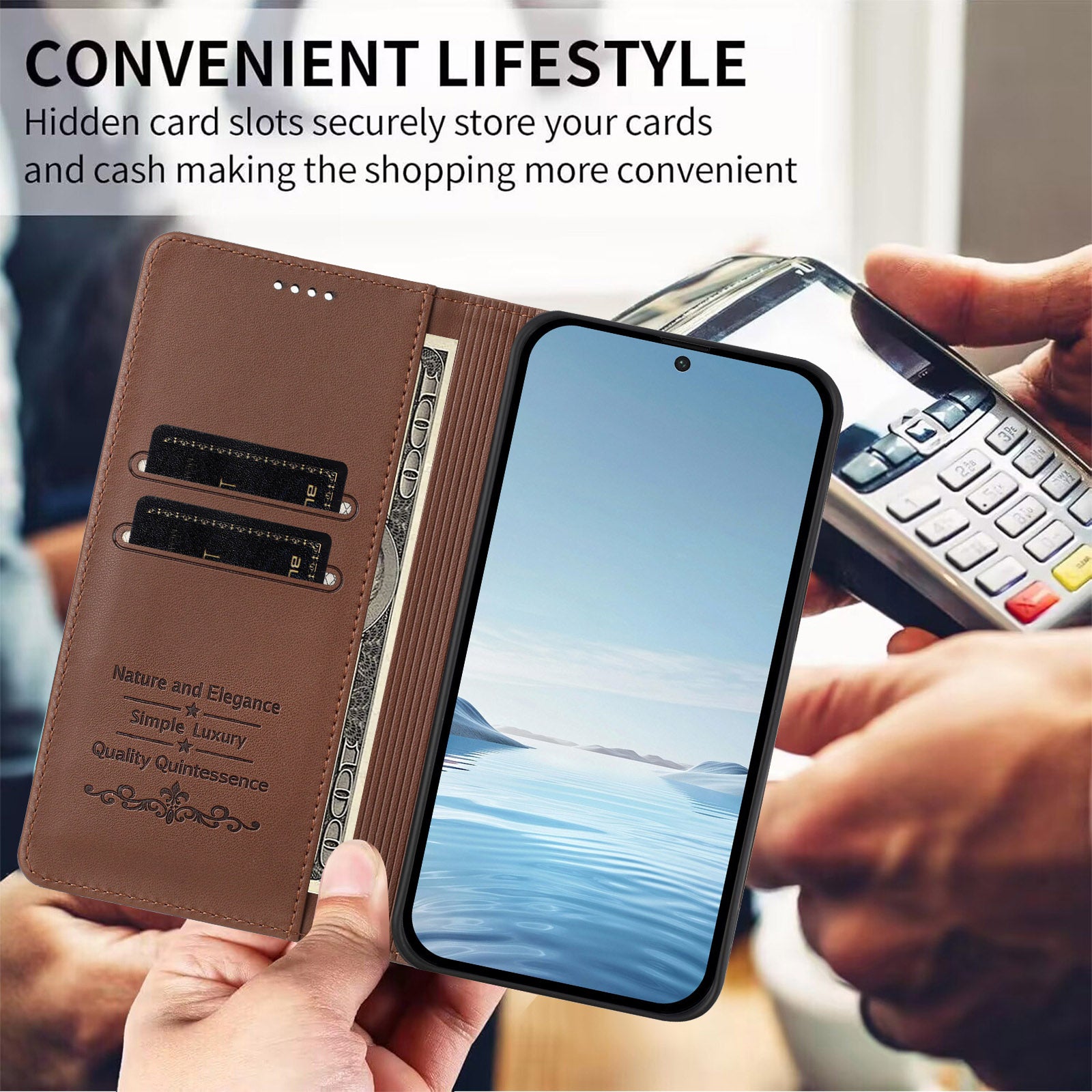 For Xiaomi 17 Pro Max Leather Wallet Case Magnetic Closure RFID Blocking Phone Cover - Brown