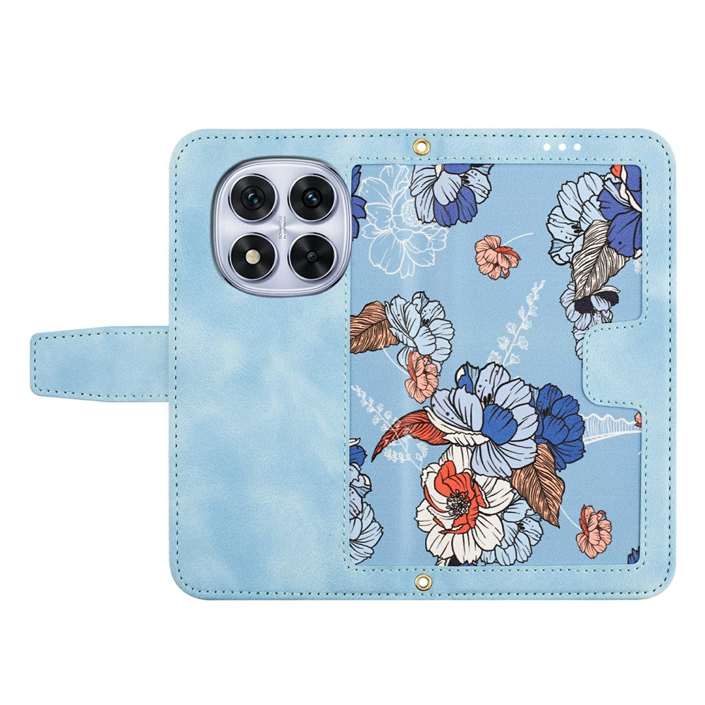 For Xiaomi Redmi Note 15 Pro 4G (Global) Case PU Leather Floral Phone Cover with Card Slots - Baby Blue