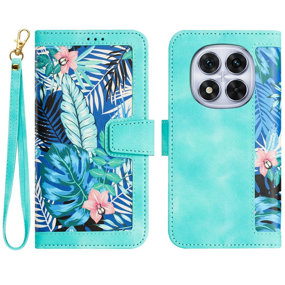 For Xiaomi Redmi Note 15 Pro 4G (Global) Case PU Leather Floral Phone Cover with Card Slots - Green