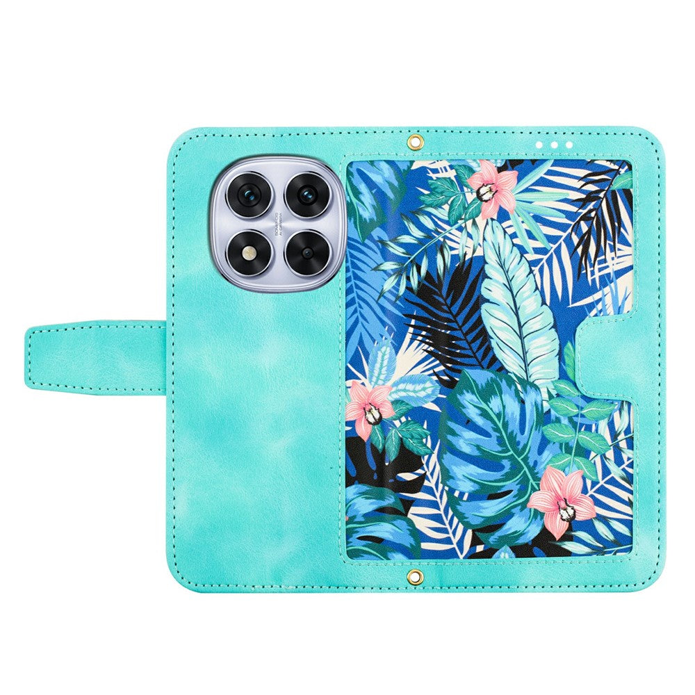 For Xiaomi Redmi Note 15 Pro 4G (Global) Case PU Leather Floral Phone Cover with Card Slots - Green