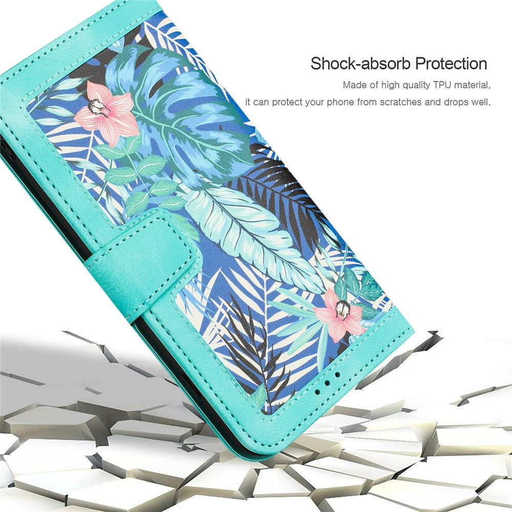 For Xiaomi Redmi Note 15 Pro 4G (Global) Case PU Leather Floral Phone Cover with Card Slots - Green