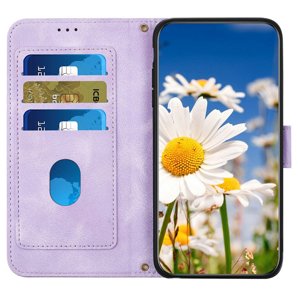 For Xiaomi Redmi Note 15 Pro 4G (Global) Case PU Leather Floral Phone Cover with Card Slots - Light Purple