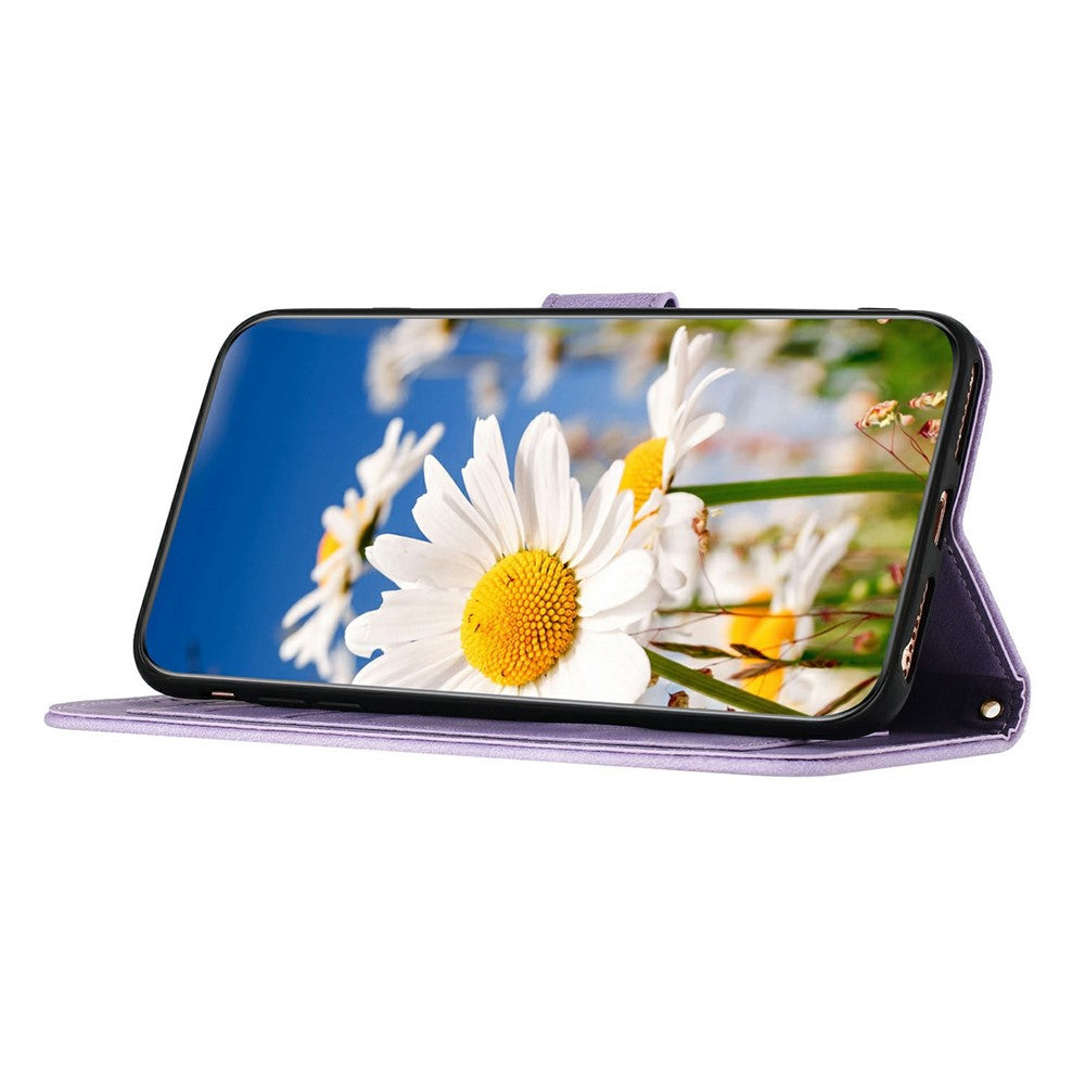 For Xiaomi Redmi Note 15 Pro 4G (Global) Case PU Leather Floral Phone Cover with Card Slots - Light Purple