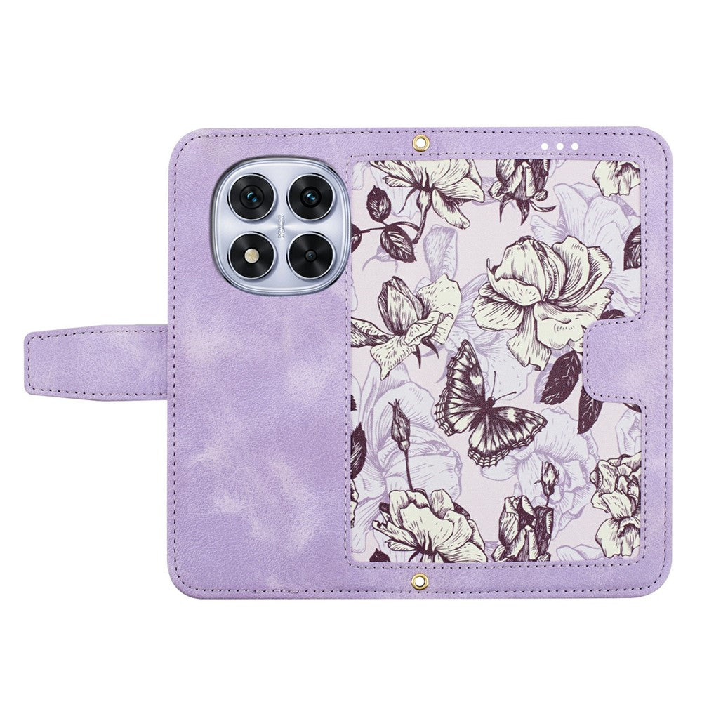 For Xiaomi Redmi Note 15 Pro 4G (Global) Case PU Leather Floral Phone Cover with Card Slots - Light Purple