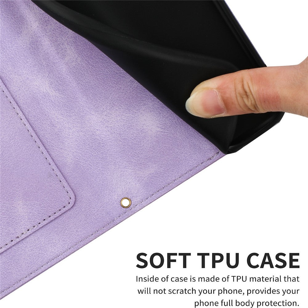 For Xiaomi Redmi Note 15 Pro 4G (Global) Case PU Leather Floral Phone Cover with Card Slots - Light Purple
