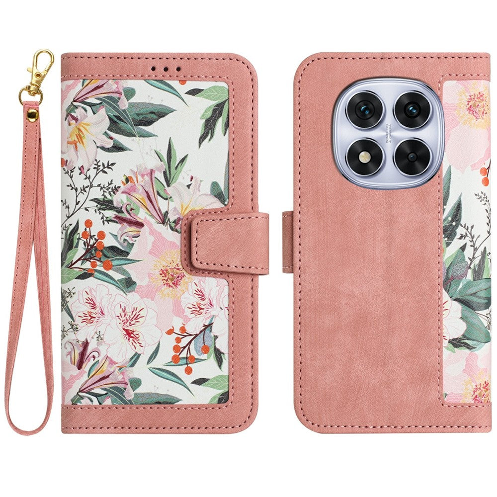 For Xiaomi Redmi Note 15 Pro 4G (Global) Case PU Leather Floral Phone Cover with Card Slots - Pink
