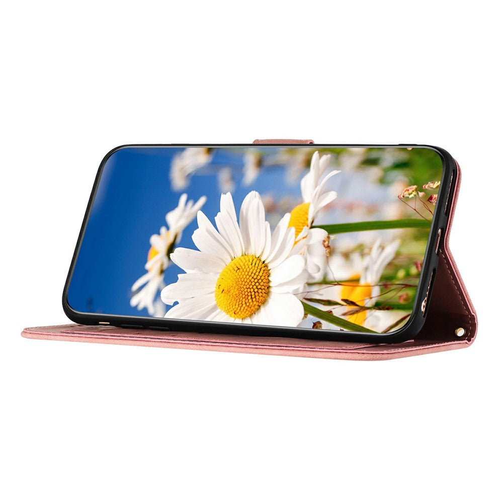 For Xiaomi Redmi Note 15 Pro 4G (Global) Case PU Leather Floral Phone Cover with Card Slots - Pink