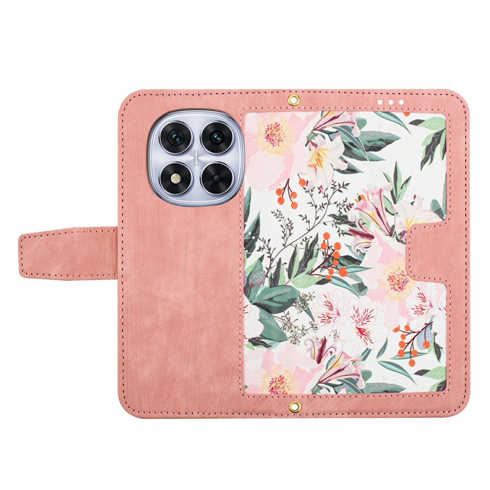 For Xiaomi Redmi Note 15 Pro 4G (Global) Case PU Leather Floral Phone Cover with Card Slots - Pink
