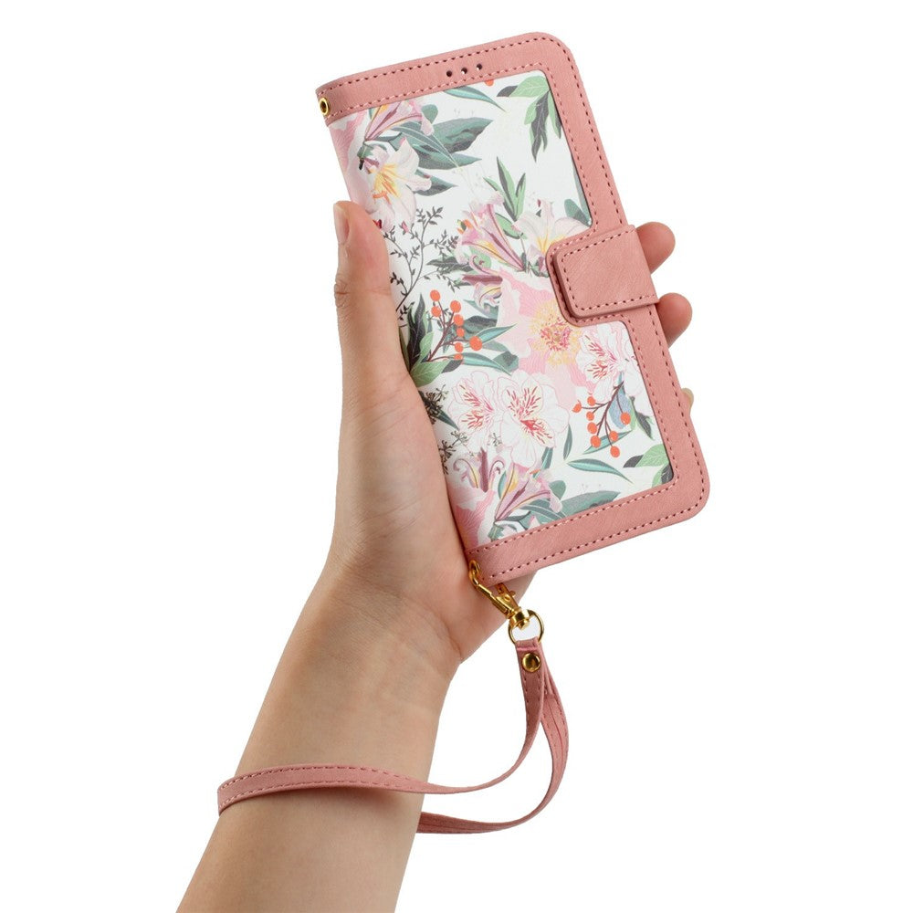 For Xiaomi Redmi Note 15 Pro 4G (Global) Case PU Leather Floral Phone Cover with Card Slots - Pink
