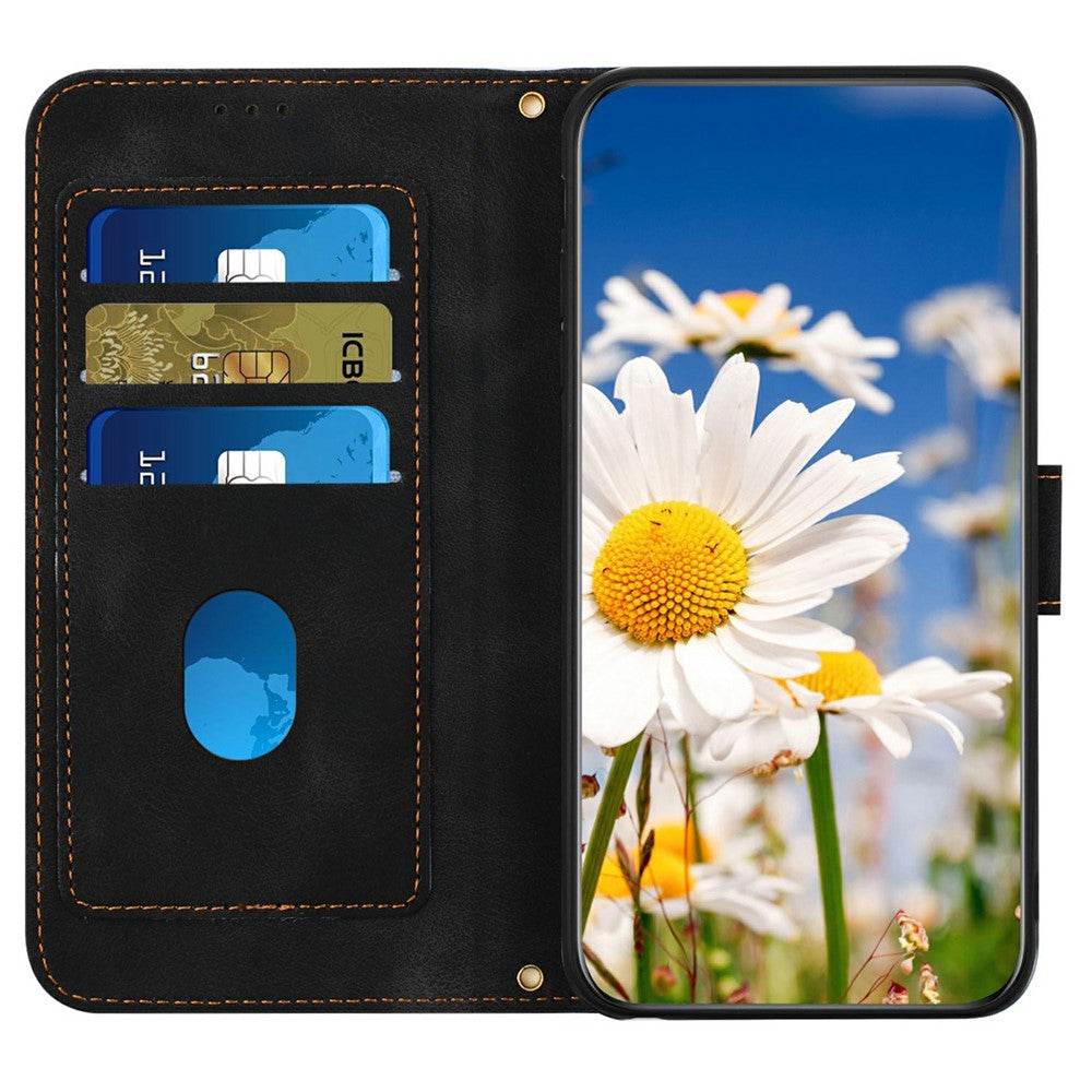 For Xiaomi Redmi Note 15 Pro 4G (Global) Case PU Leather Floral Phone Cover with Card Slots - Black