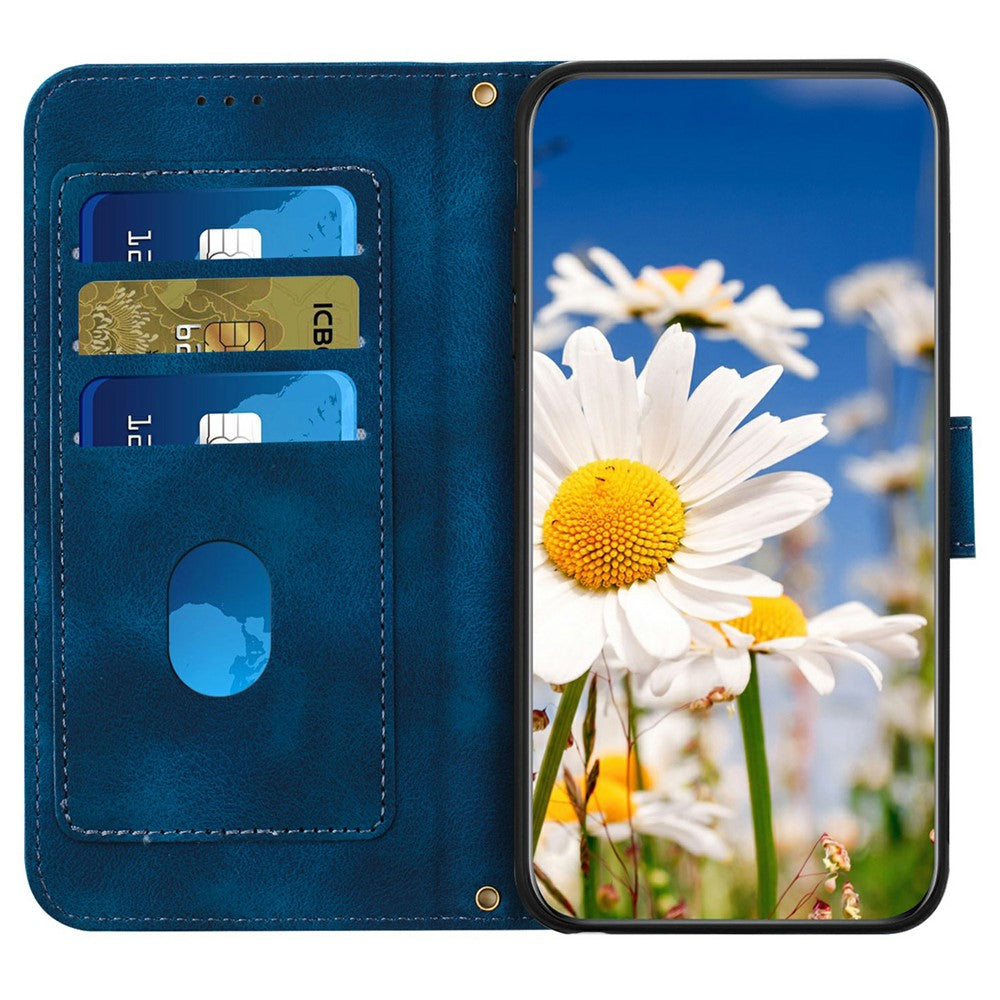 For Xiaomi Redmi Note 15 Pro 4G (Global) Case PU Leather Floral Phone Cover with Card Slots - Dark Blue