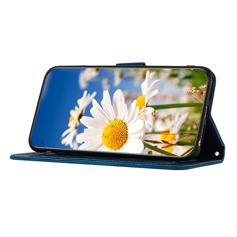 For Xiaomi Redmi Note 15 Pro 4G (Global) Case PU Leather Floral Phone Cover with Card Slots - Dark Blue