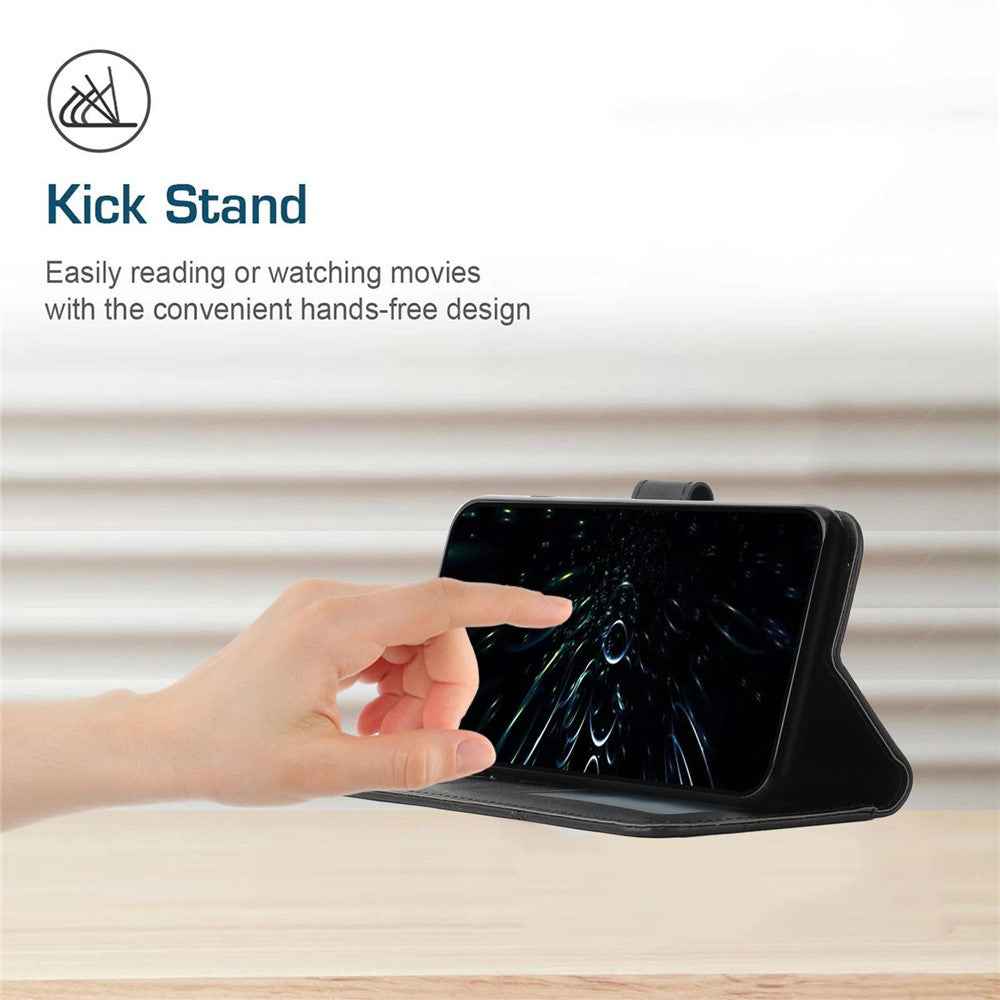 Leather Phone Case For Samsung Galaxy A57 5G Foldable Stand Wallet Flip Cover with Strap - Black