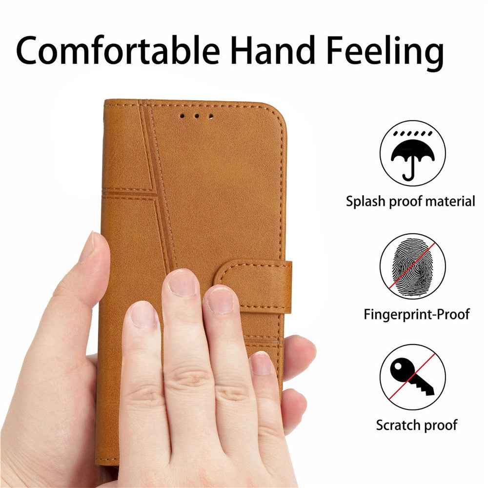 Leather Phone Case For Samsung Galaxy A57 5G Foldable Stand Wallet Flip Cover with Strap - Yellow