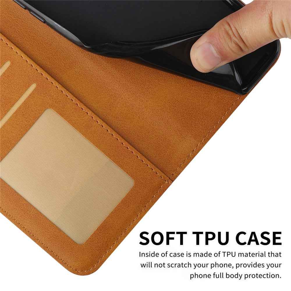 Leather Phone Case For Samsung Galaxy A57 5G Foldable Stand Wallet Flip Cover with Strap - Yellow