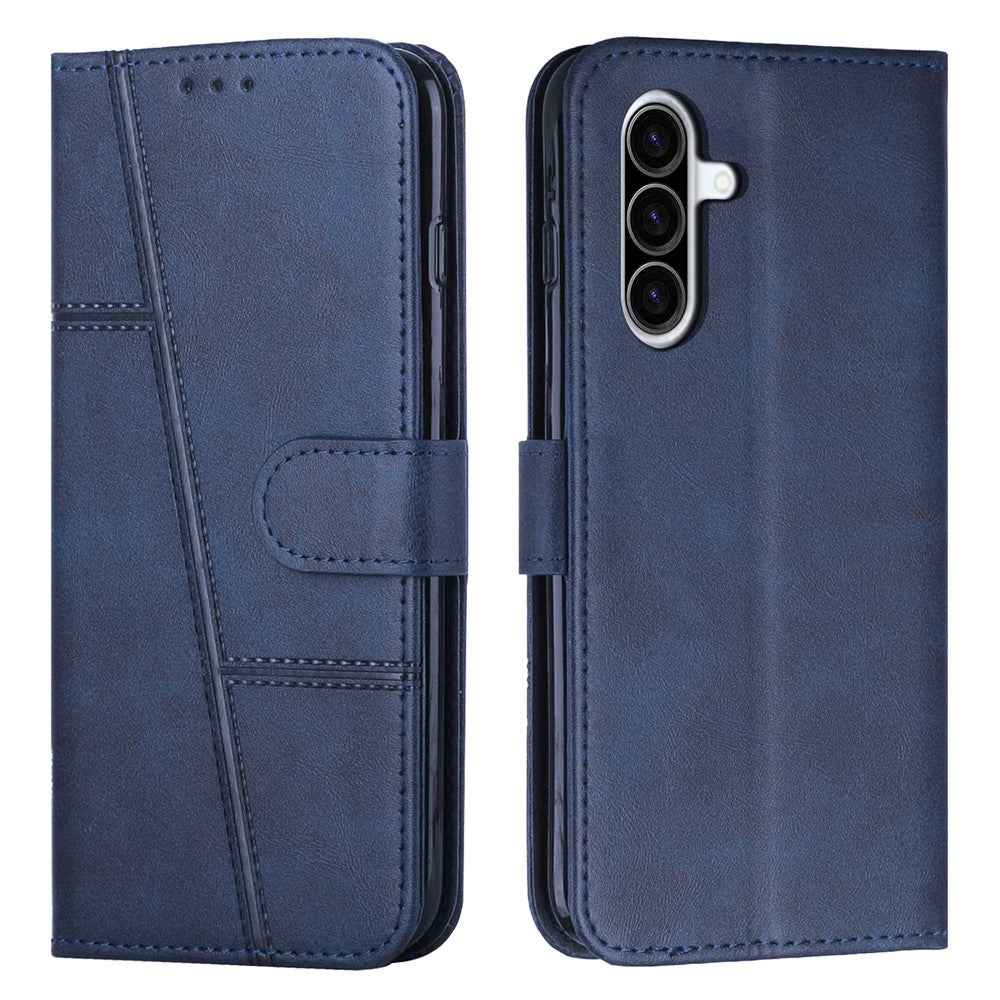 Leather Phone Case For Samsung Galaxy A57 5G Foldable Stand Wallet Flip Cover with Strap - Blue