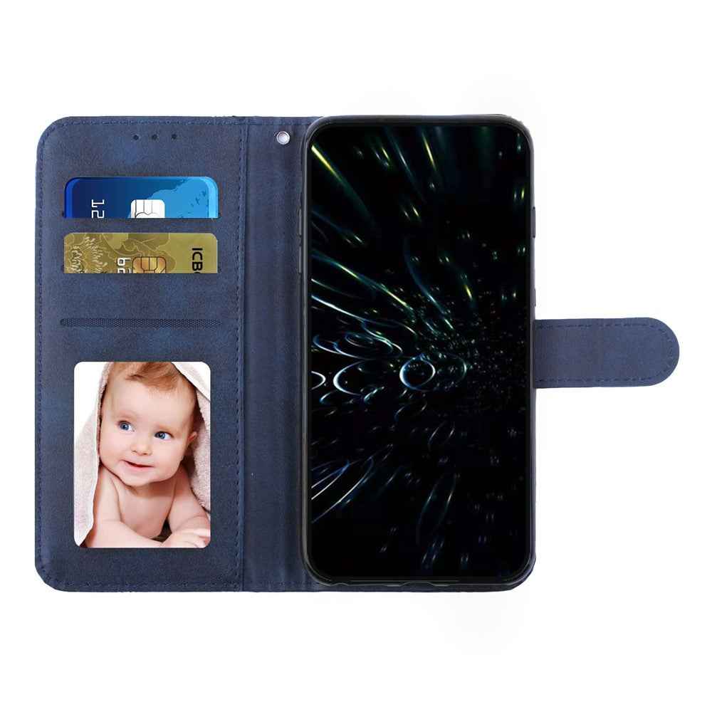 Leather Phone Case For Samsung Galaxy A57 5G Foldable Stand Wallet Flip Cover with Strap - Blue