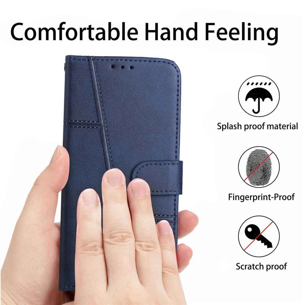 Leather Phone Case For Samsung Galaxy A57 5G Foldable Stand Wallet Flip Cover with Strap - Blue