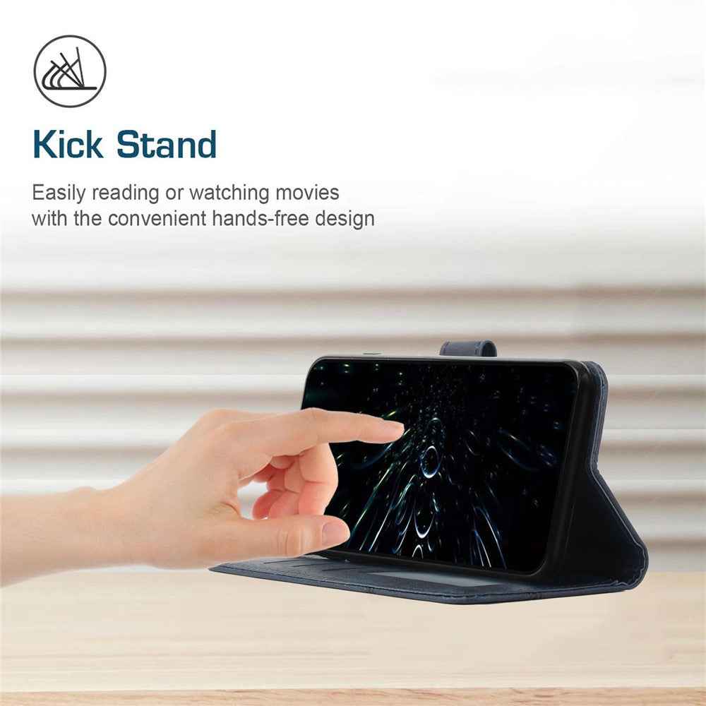 Leather Phone Case For Samsung Galaxy A57 5G Foldable Stand Wallet Flip Cover with Strap - Blue