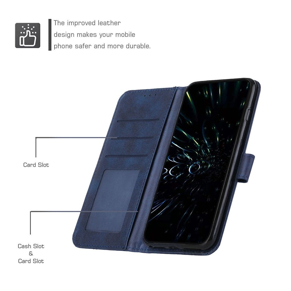 Leather Phone Case For Xiaomi Redmi Note 15 Pro 4G (Global) Foldable Stand Wallet Flip Cover with Strap - Blue