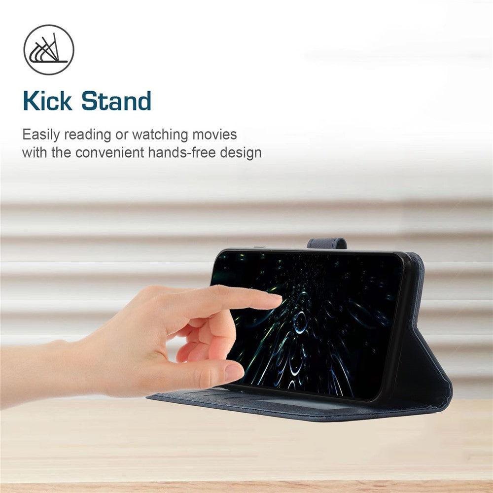 Leather Phone Case For Xiaomi Redmi Note 15 Pro 4G (Global) Foldable Stand Wallet Flip Cover with Strap - Blue