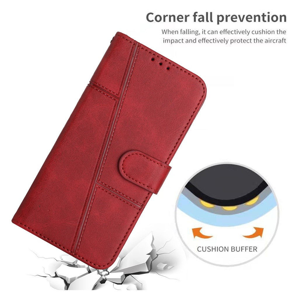 Leather Phone Case For Xiaomi Redmi Note 15 Pro 4G (Global) Foldable Stand Wallet Flip Cover with Strap - Red