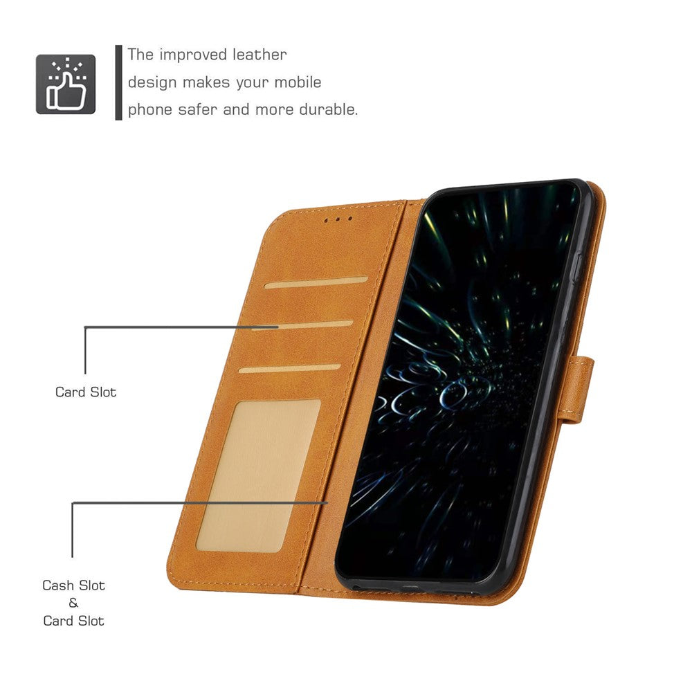 Leather Phone Case For Xiaomi Redmi Note 15 Pro 4G (Global) Foldable Stand Wallet Flip Cover with Strap - Yellow