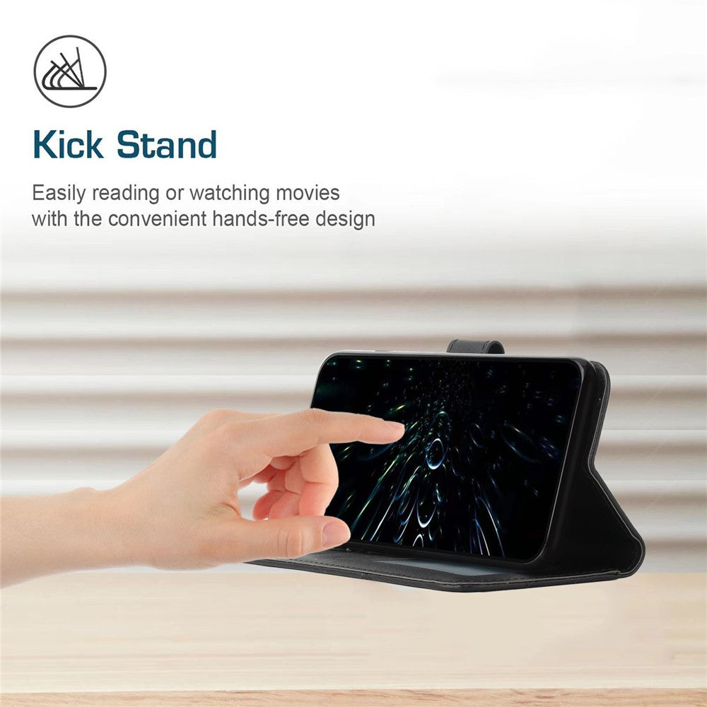 Leather Phone Case For Motorola Edge 70 5G Foldable Stand Wallet Flip Cover with Strap - Black