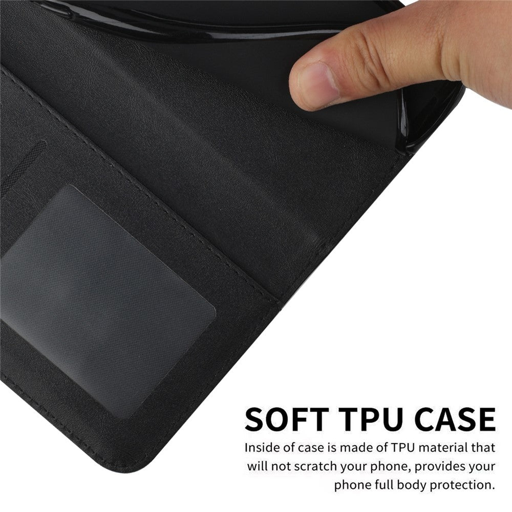 Leather Phone Case For Motorola Edge 70 5G Foldable Stand Wallet Flip Cover with Strap - Black