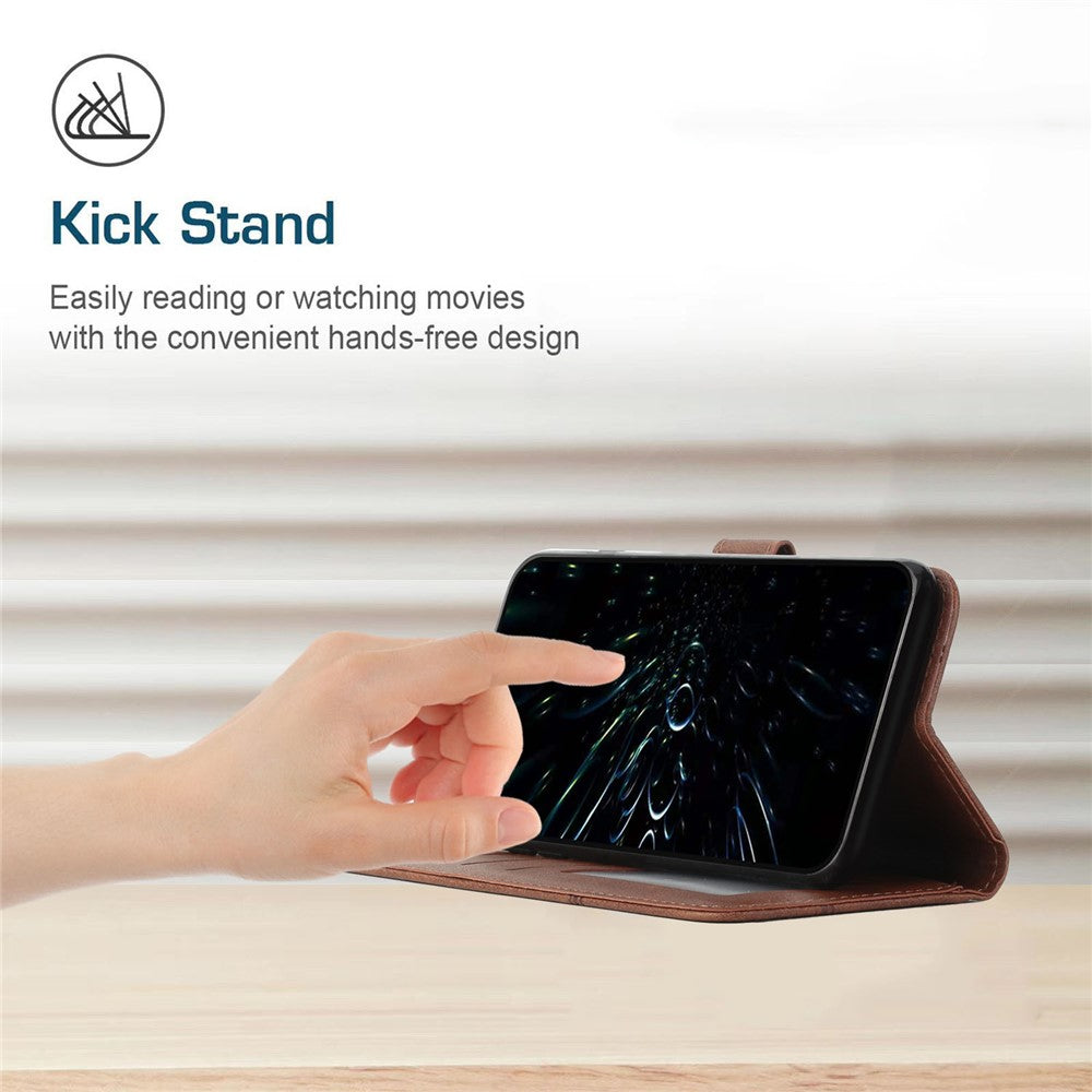 Leather Phone Case For Motorola Edge 70 5G Foldable Stand Wallet Flip Cover with Strap - Brown