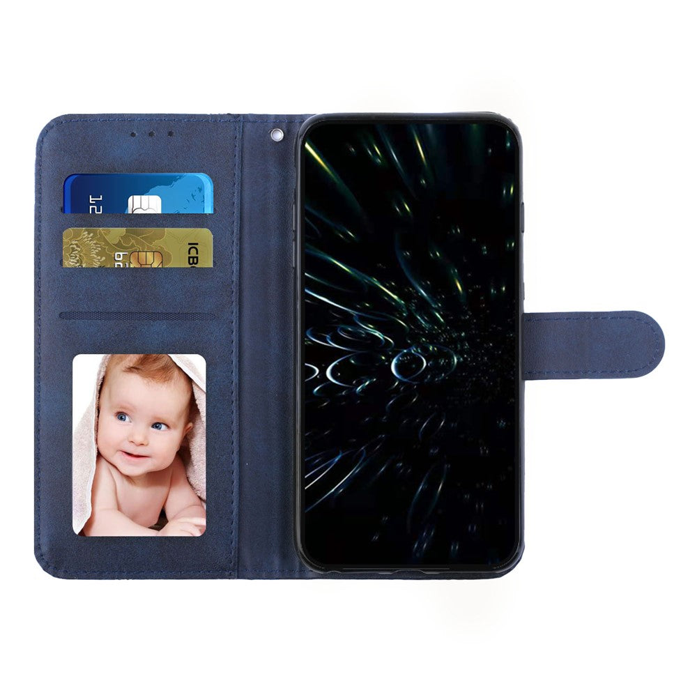 Leather Phone Case For Motorola Edge 70 5G Foldable Stand Wallet Flip Cover with Strap - Blue