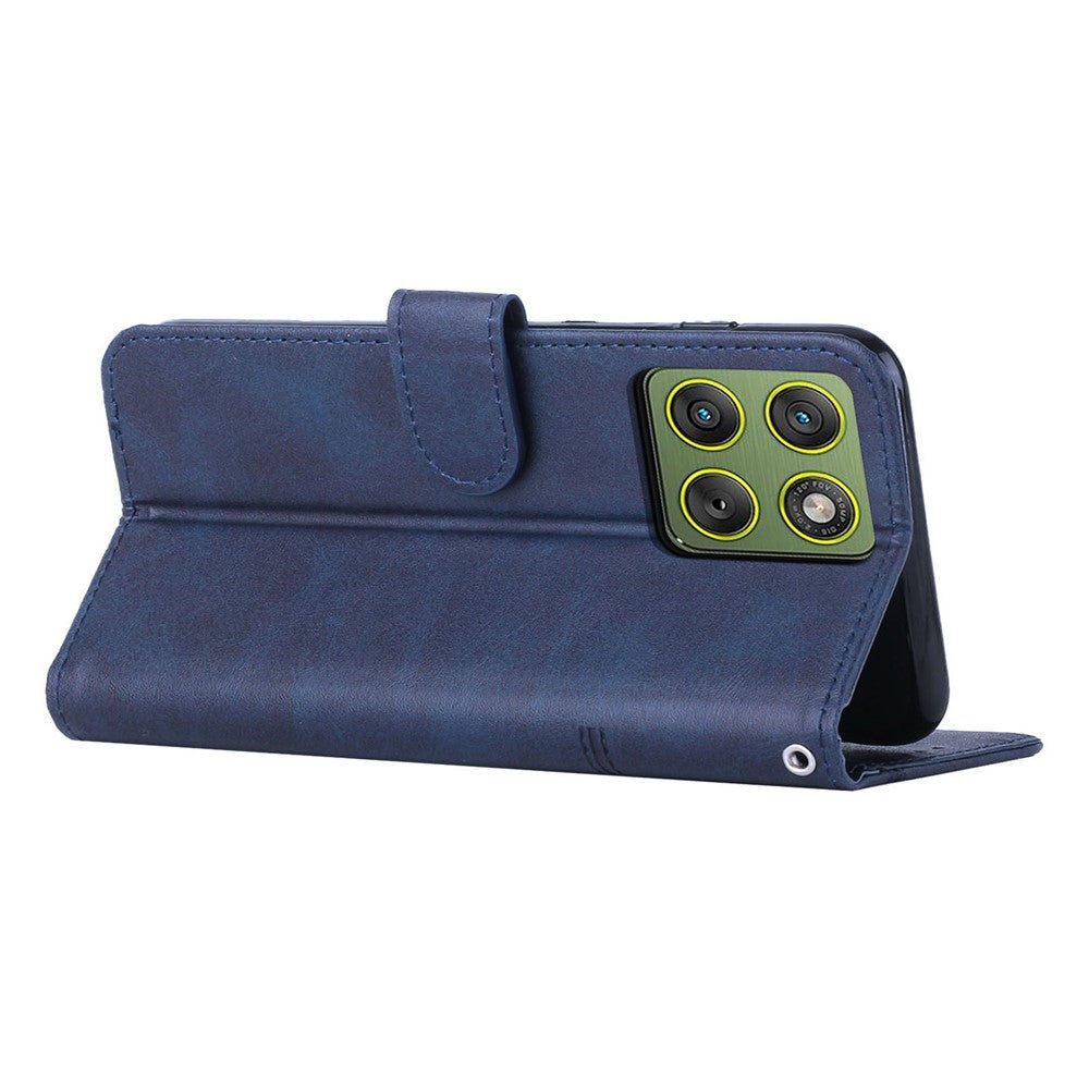 Leather Phone Case For Motorola Edge 70 5G Foldable Stand Wallet Flip Cover with Strap - Blue